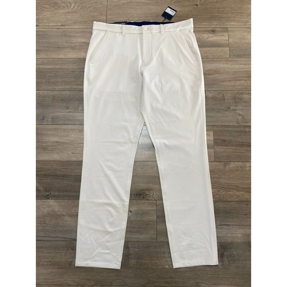 MIZZEN+MAIN Helmsman Mens 36X32 Beige Slim Chino Golf Casual Stretch Pants